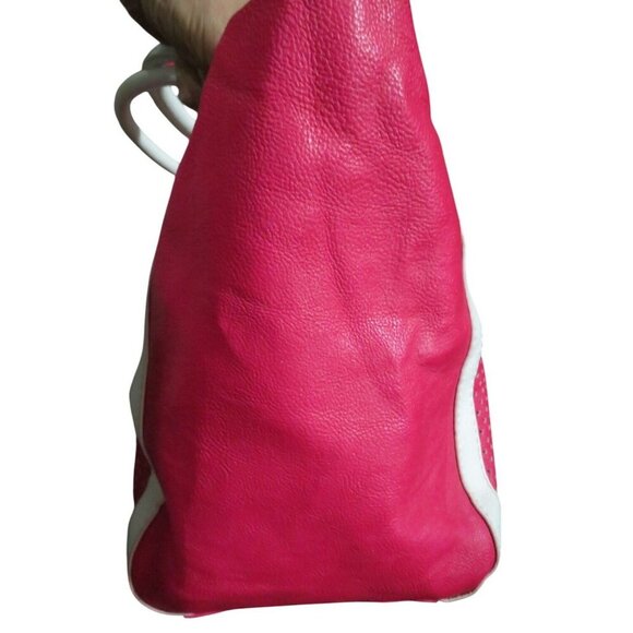 Betsey Johnson Perforated Laser Cut Leather Butterfly Charm Tote Barbie Pink - Picture 6 of 15